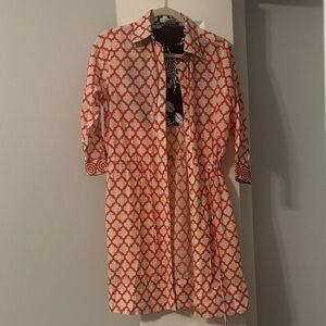 Gretchen Scott Designs Vibrant Orange Patterned Midi Dress